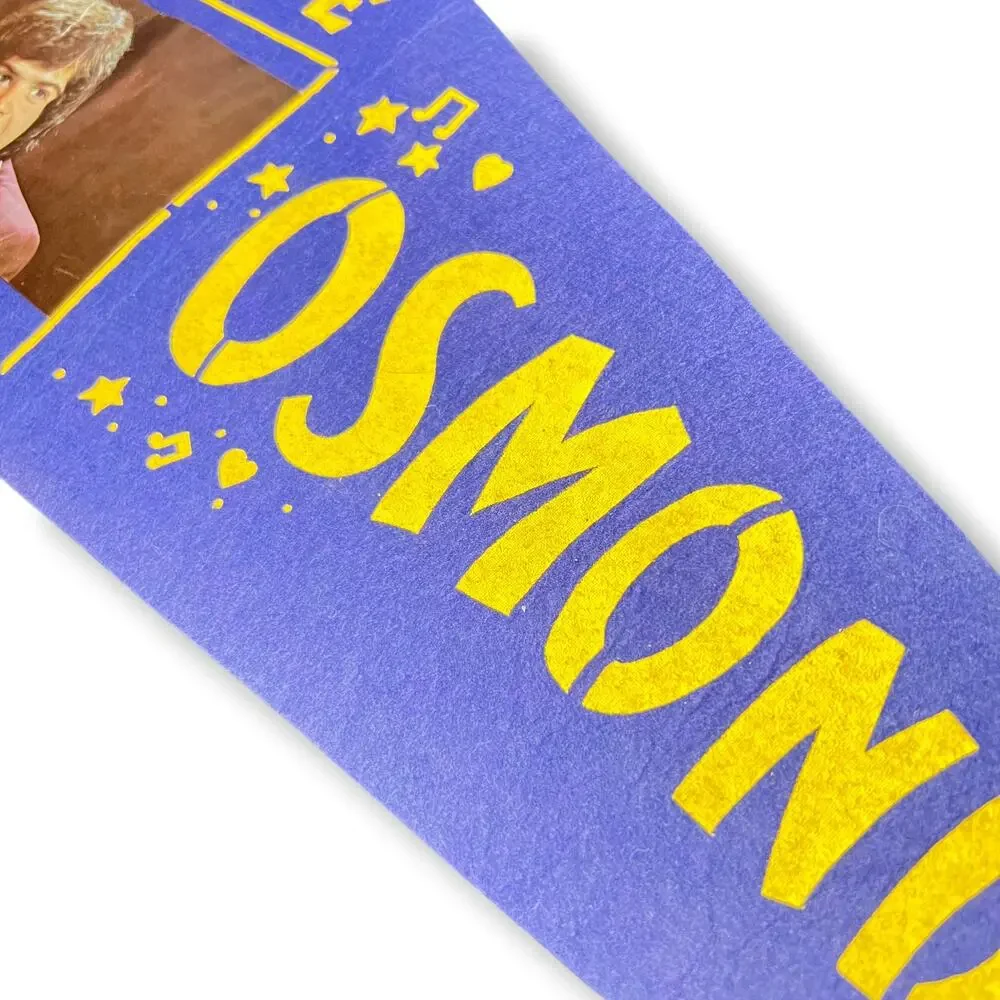 Vintage 70s Donny Osmond Photo I Love the Osmonds Felt Concert Pennant